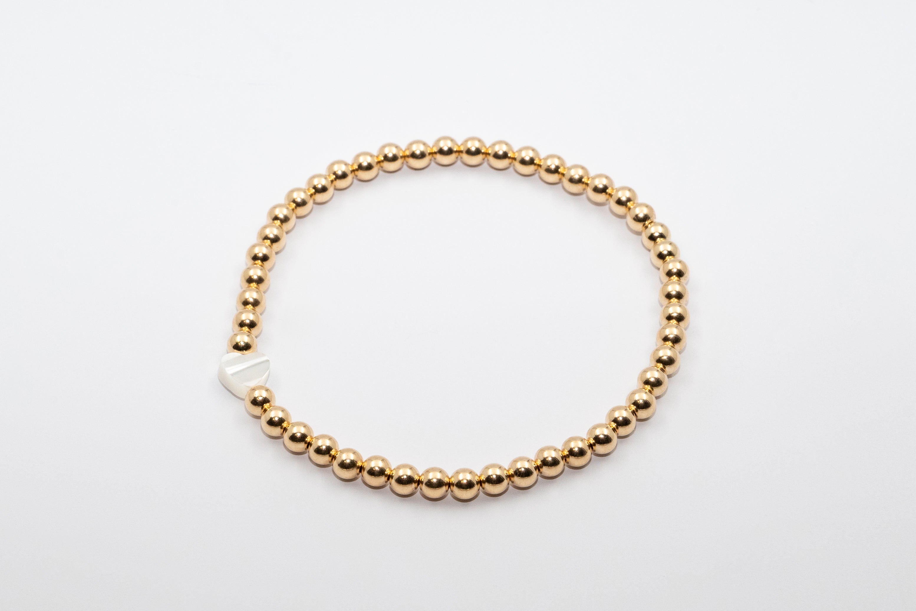14k Gold Filled Bracelet with Pearl Heart 4mm & 5mm