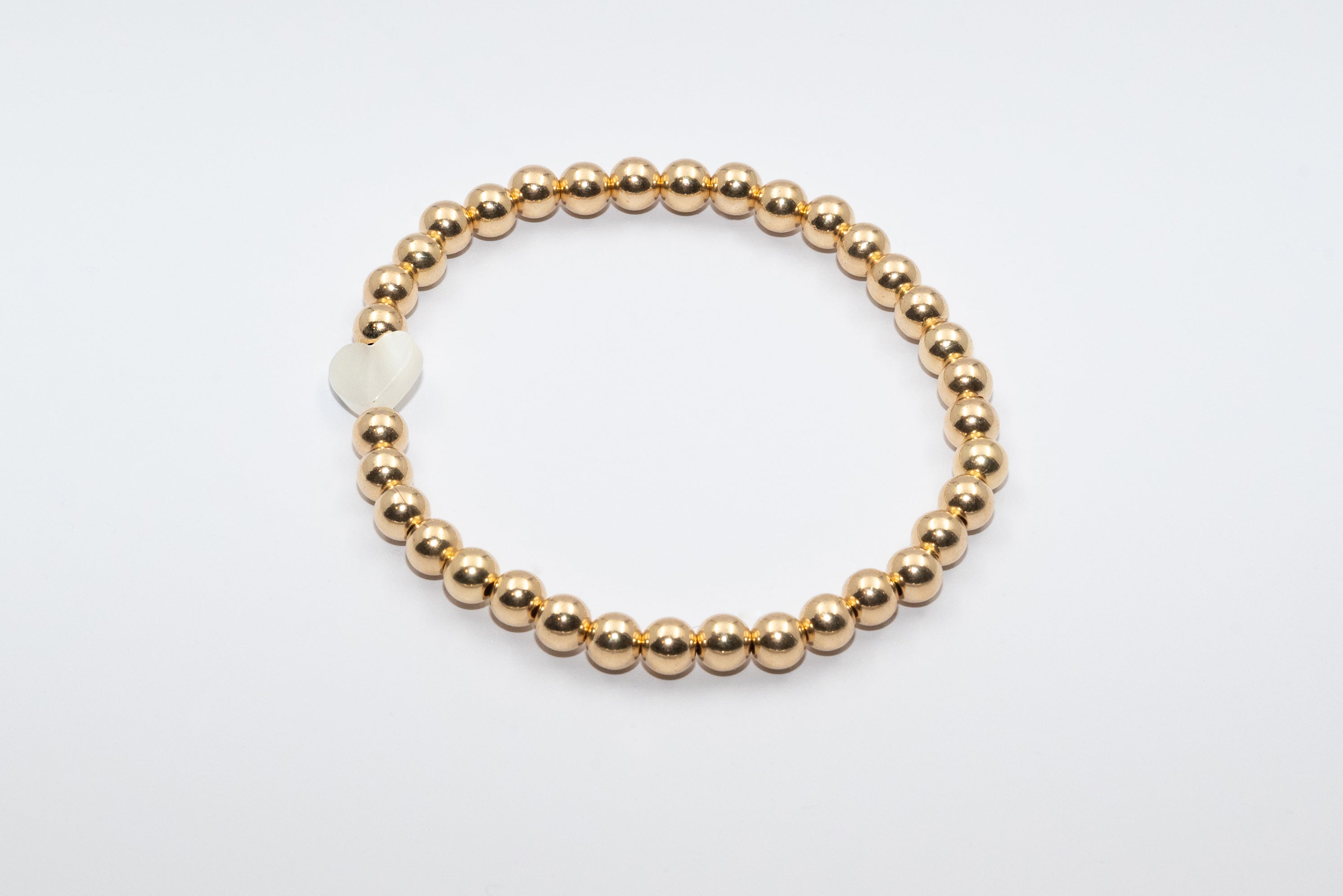 14k Gold Filled Bracelet with Pearl Heart 4mm & 5mm