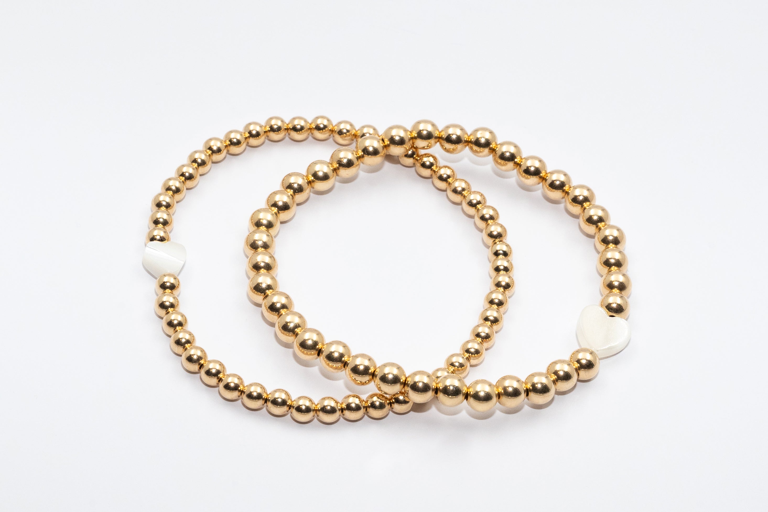 14k Gold Filled Bracelet with Pearl Heart 4mm & 5mm