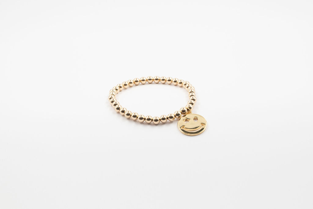14k Gold Filled Smiley Face Bead Bracelet (5mm)