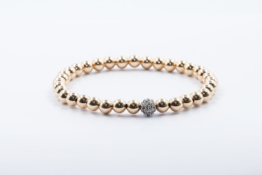 5mm Pave Ball 14k Gold Filled Bracelet