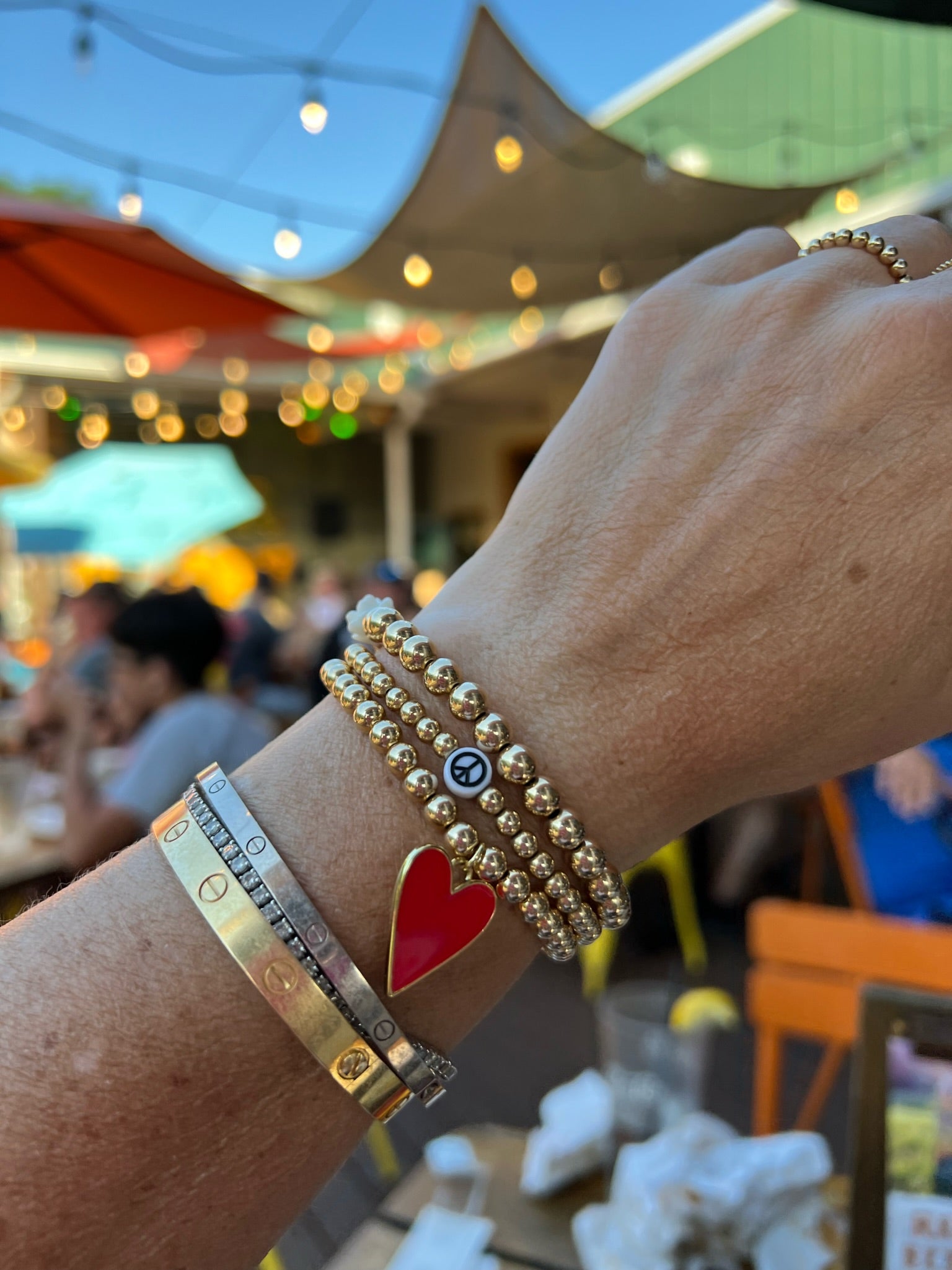 Peace Sign 14k Gold Filled Bracelet (4mm)