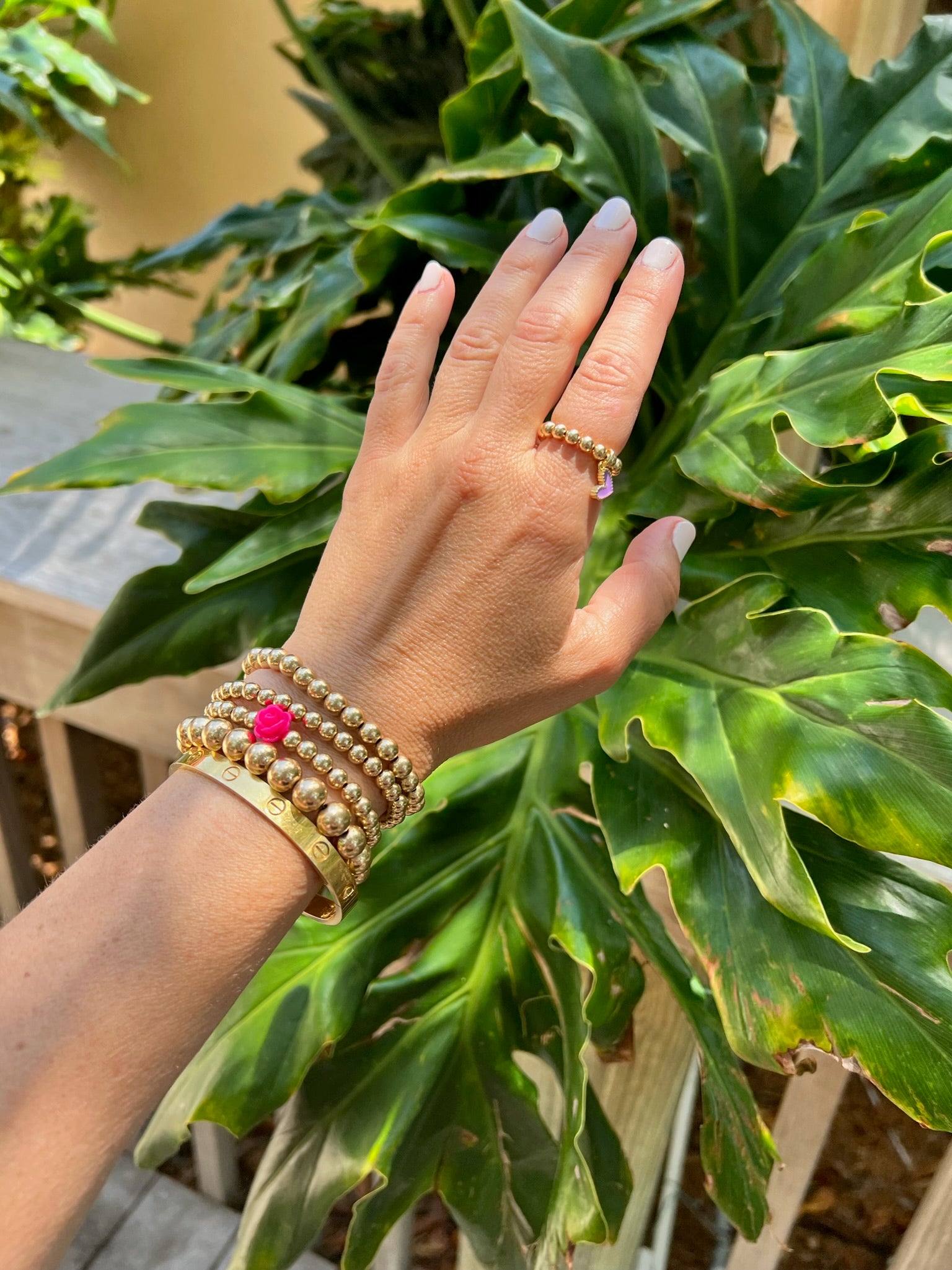 14k Gold Filled Rose Bead Bracelet (5mm)