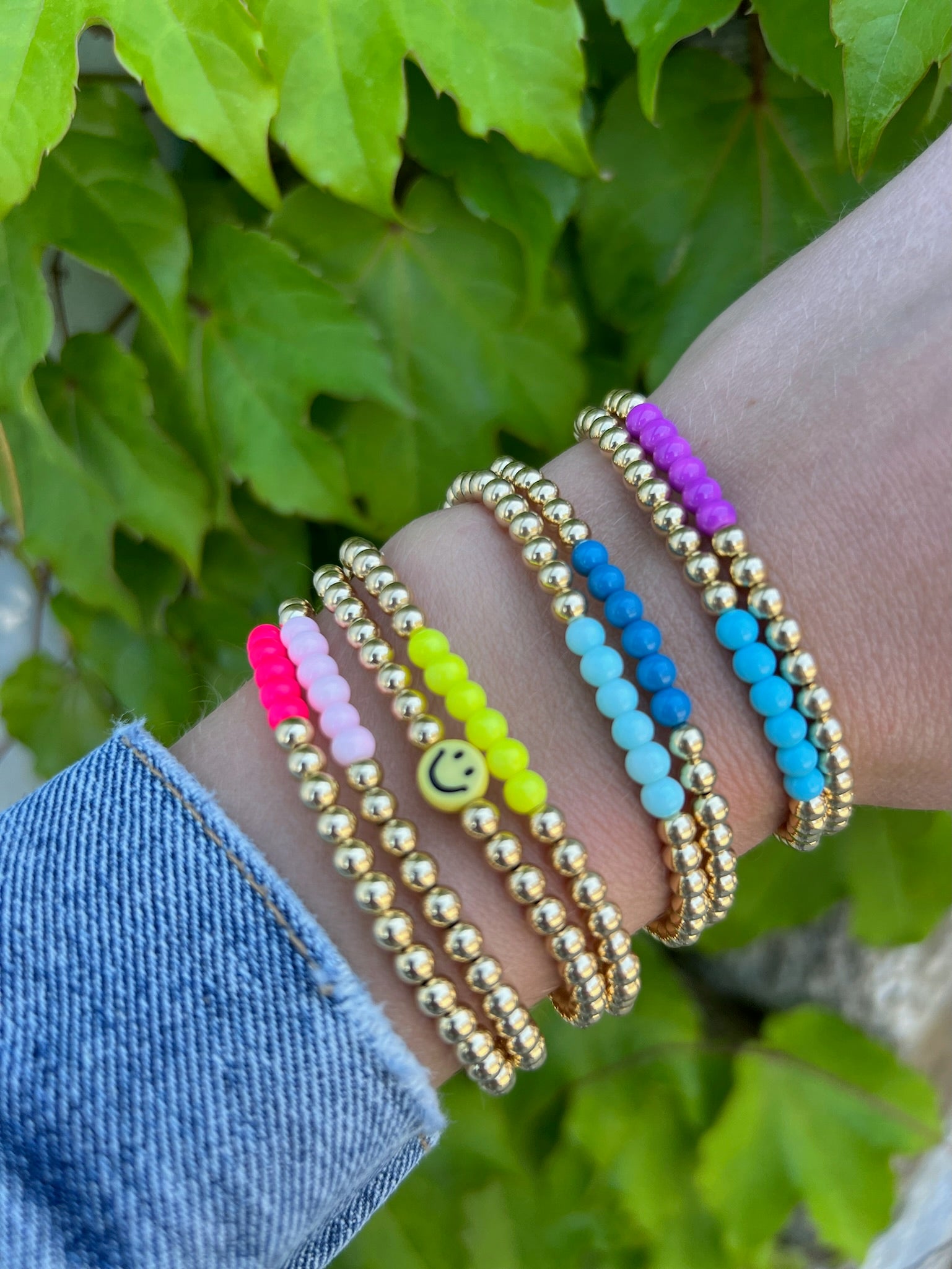14k Gold Filled Bracelet with Accent Colors (4mm)