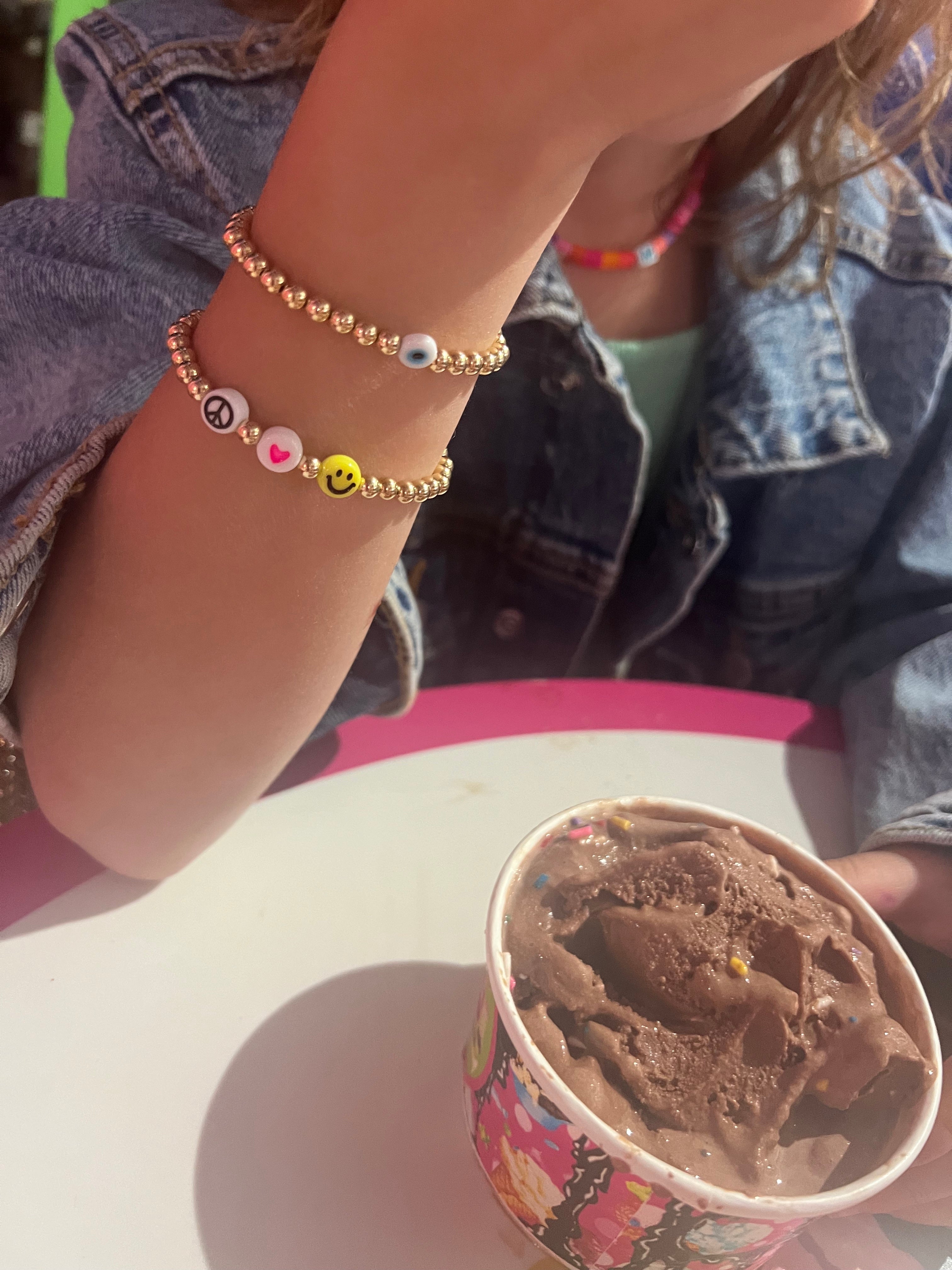 Kids 14K Gold Filled w/ Peace, Love & Happiness Bracelet (4mm)