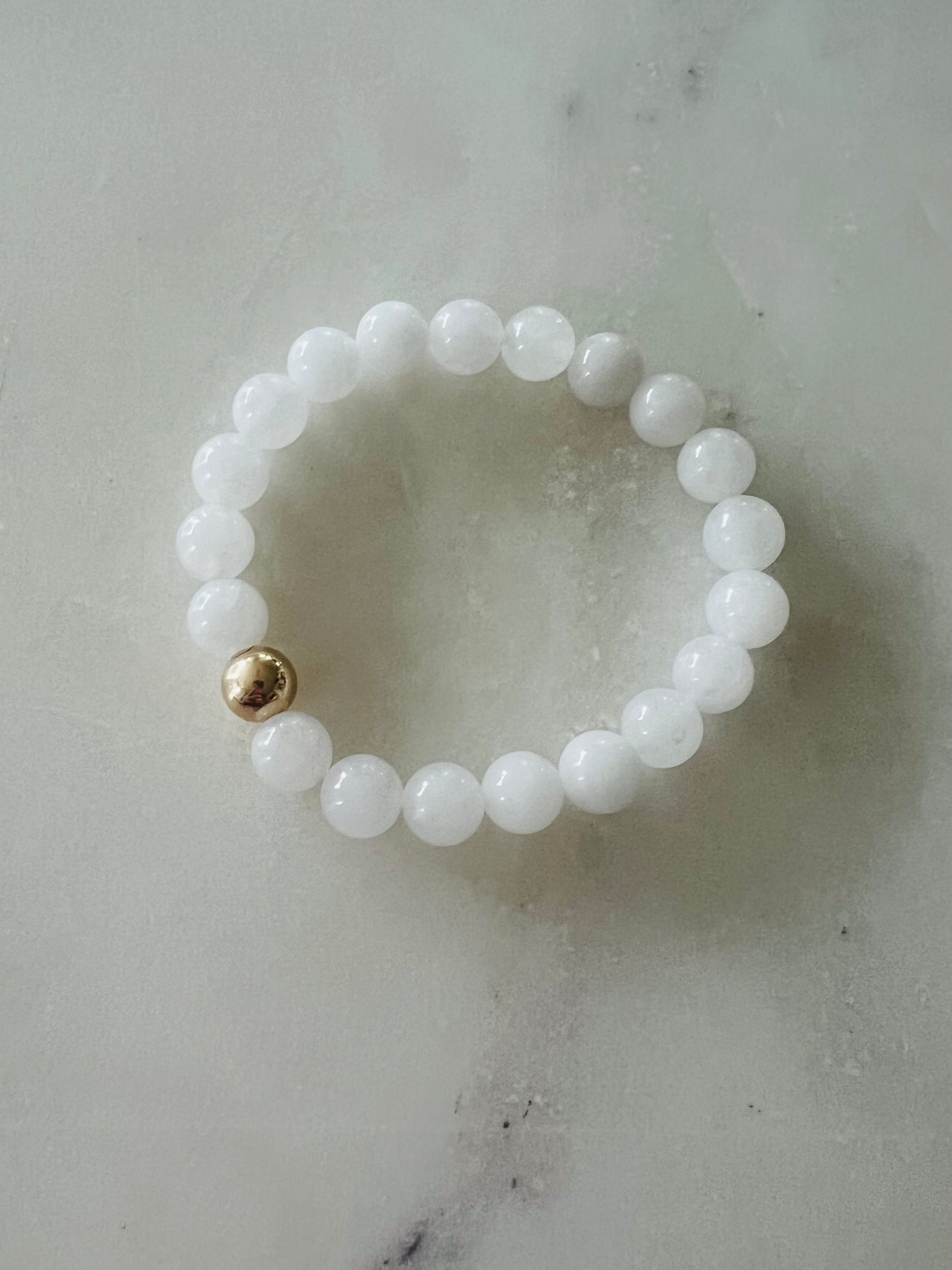 Gemstone Beaded Bracelet with 14k Gold Filled Accent (8mm)