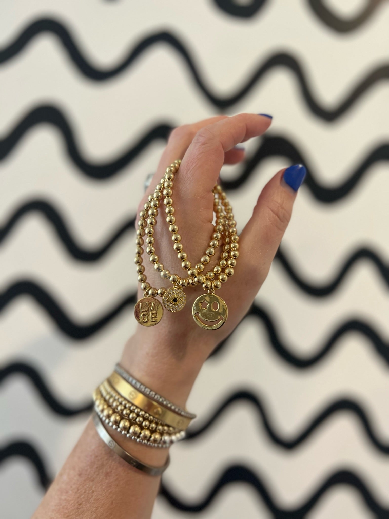14k Gold Filled Bracelet with Evil Eye Charm (5mm)