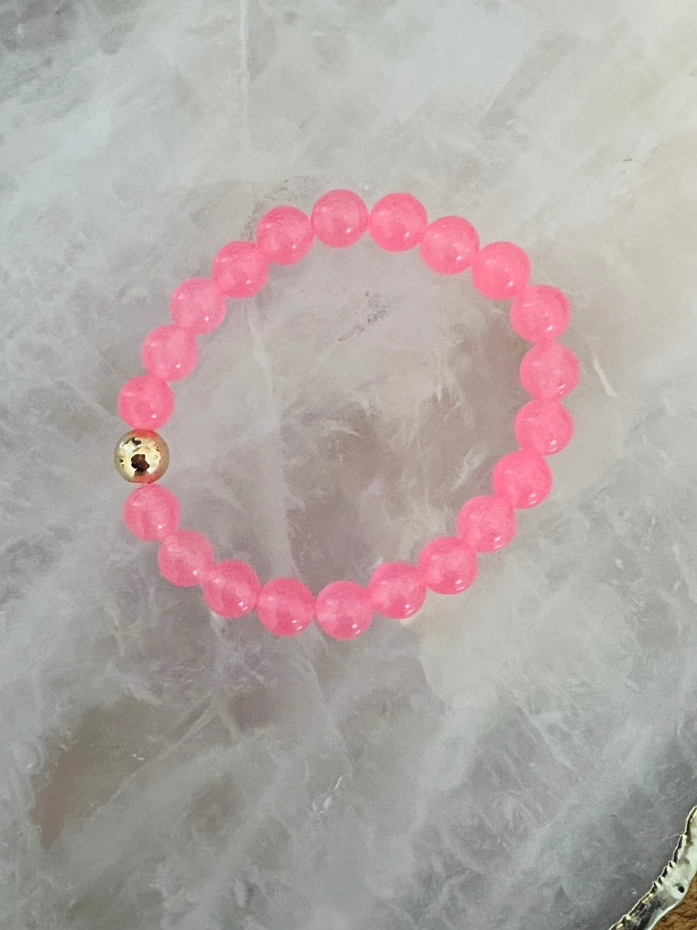 Gemstone Beaded Bracelet with 14k Gold Filled Accent (8mm)