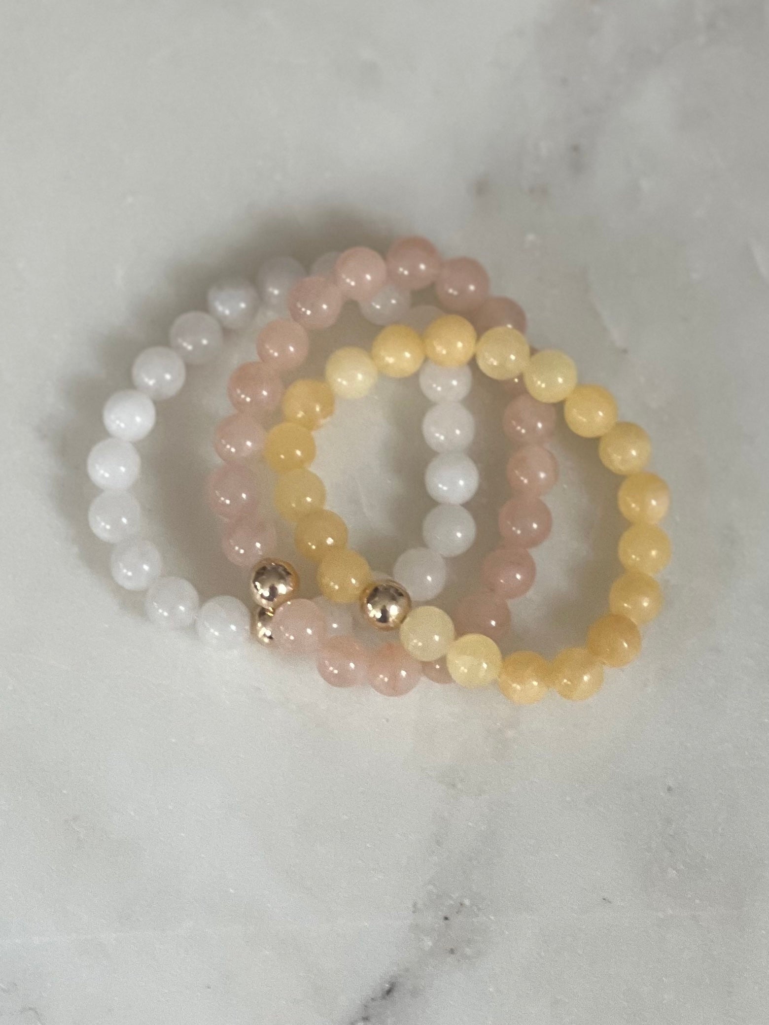 Gemstone Beaded Bracelet with 14k Gold Filled Accent (8mm)