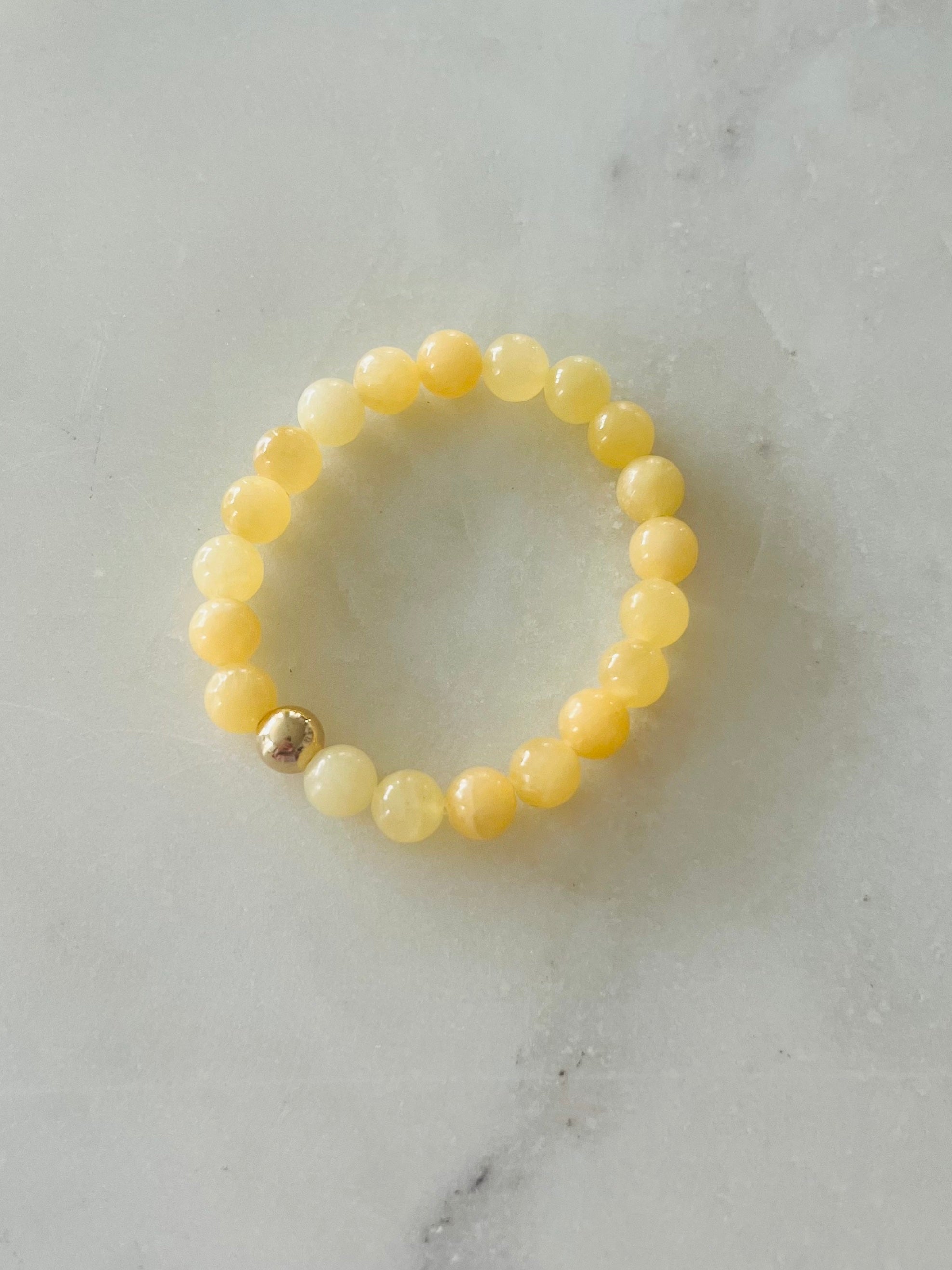 Gemstone Beaded Bracelet with 14k Gold Filled Accent (8mm)