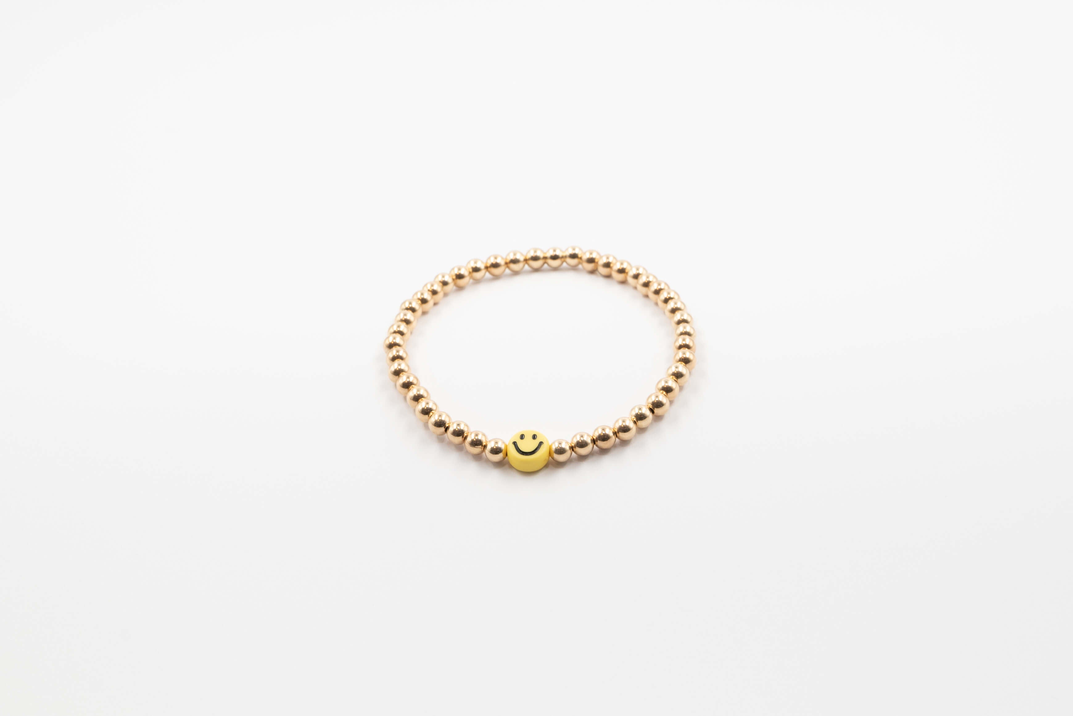 Smiley Face 14k Gold Filled Beaded Bracelet (4mm)