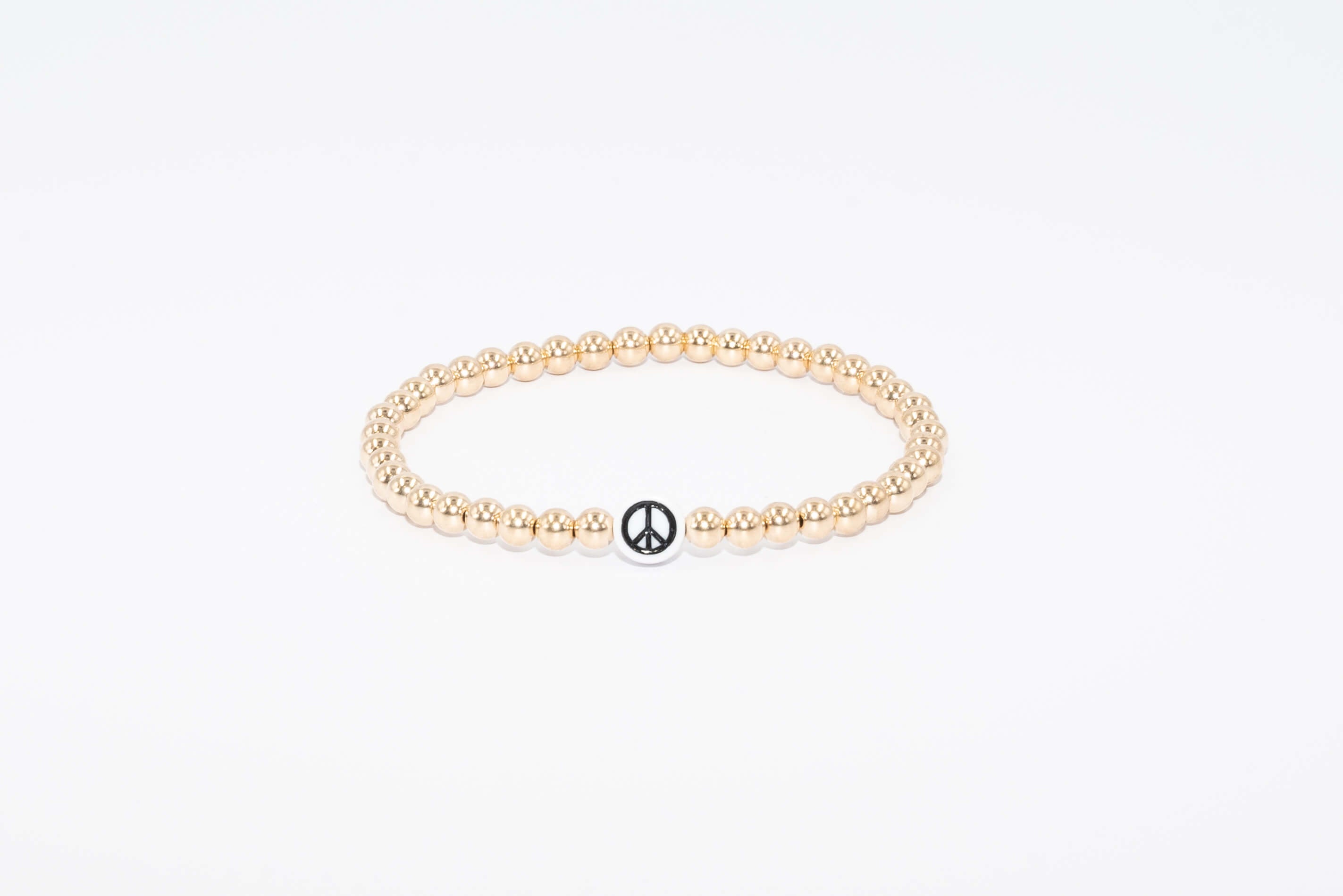 Peace Sign 14k Gold Filled Bracelet (4mm)