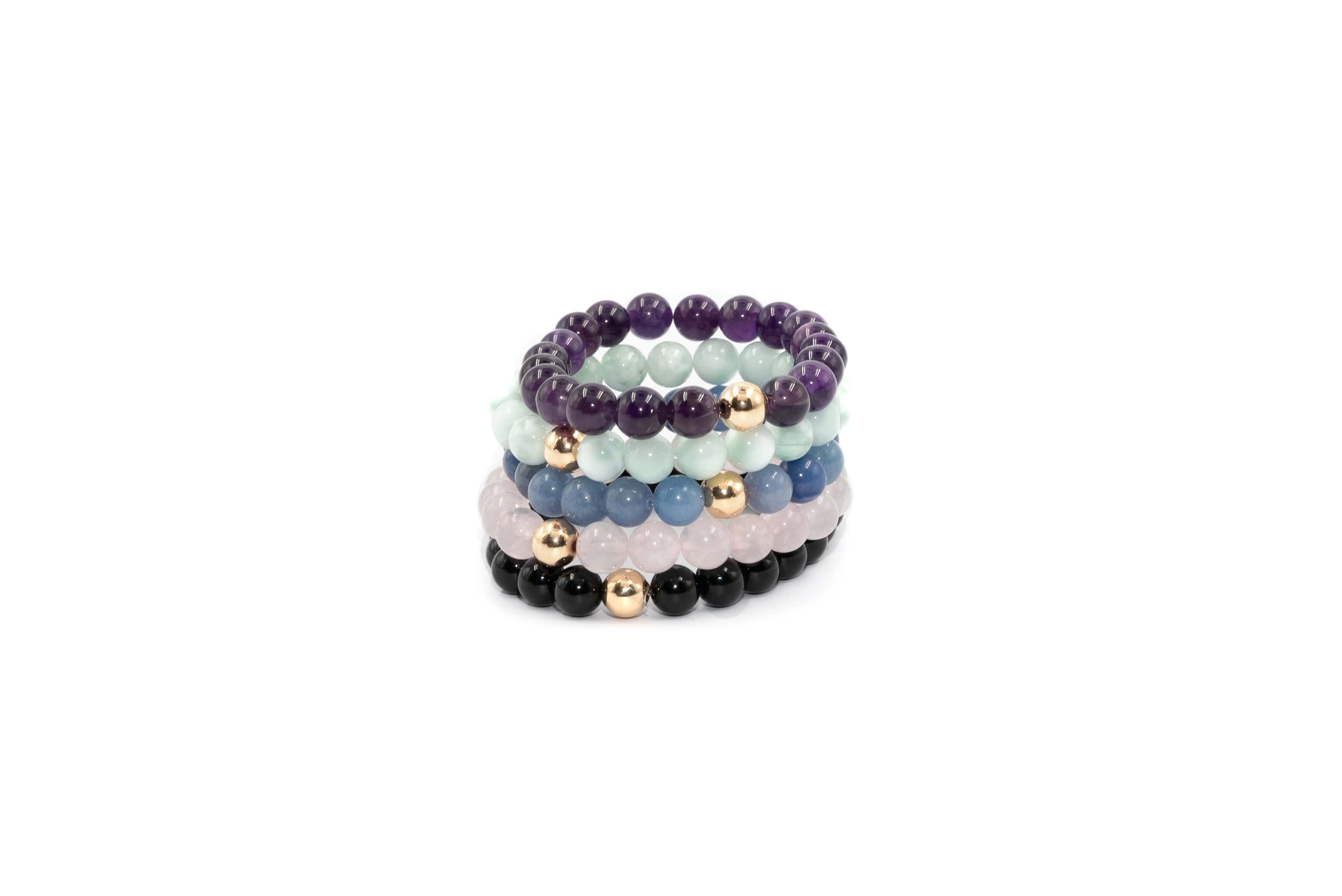 Gemstone Beaded Bracelet with 14k Gold Filled Accent (8mm)