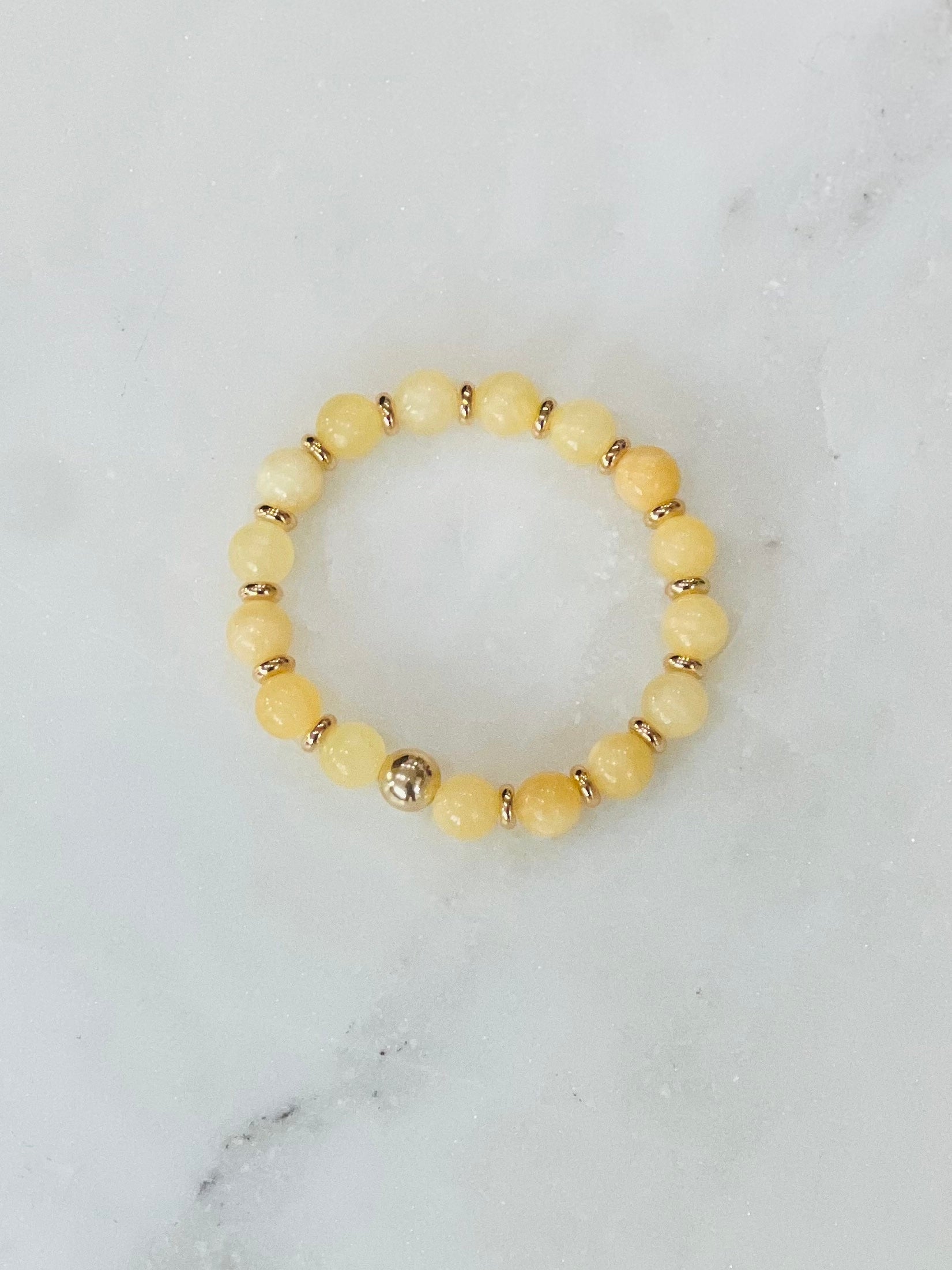 Gemstone Beaded Bracelet with 18k Gold Disc (8mm)