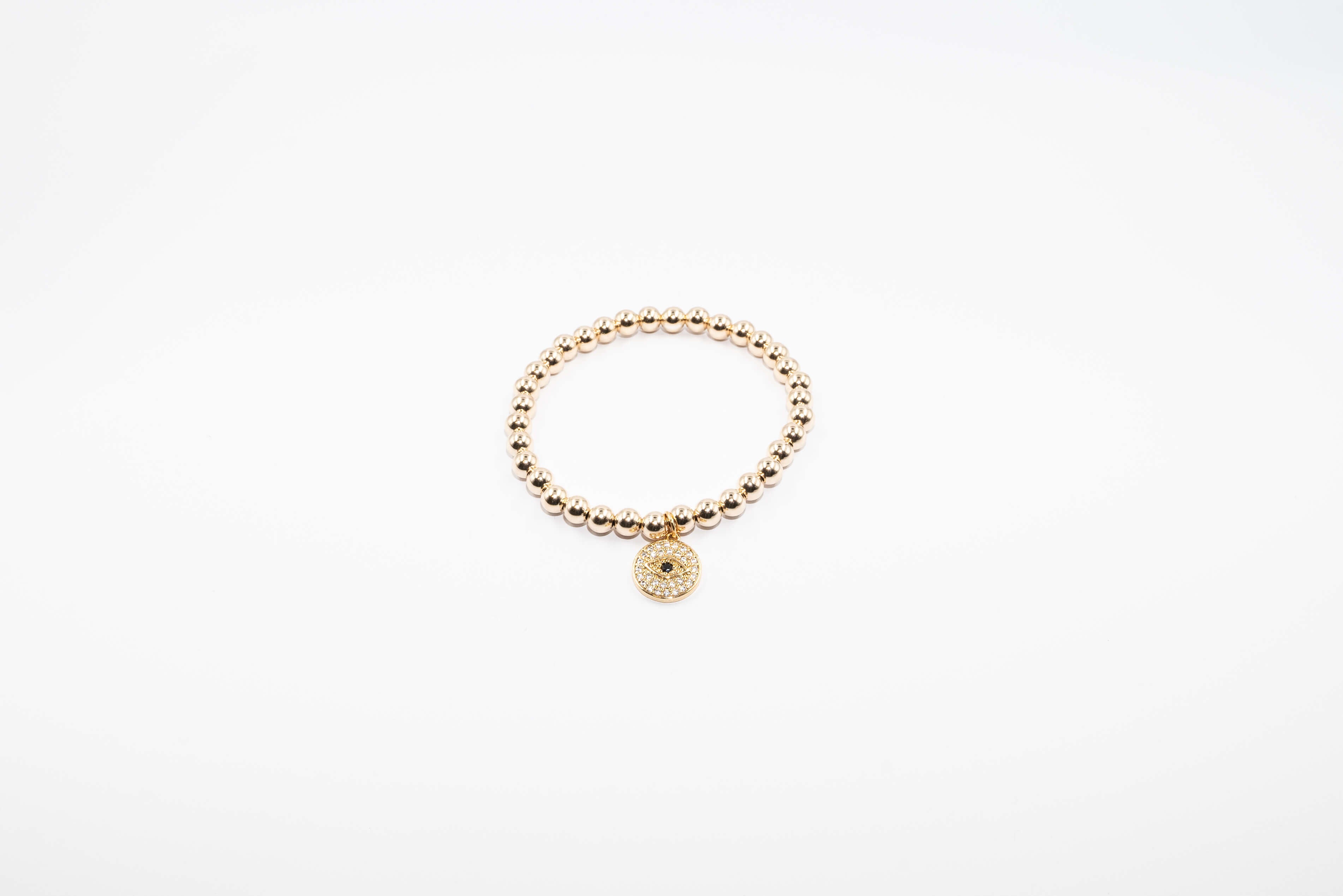 Mini Bead Bracelet & Evil Eye - 14k Gold Fill